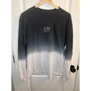 Dibs Mens Snake Rose Graphic Long Sleeve T-Shirt Black White Ombre Size Large